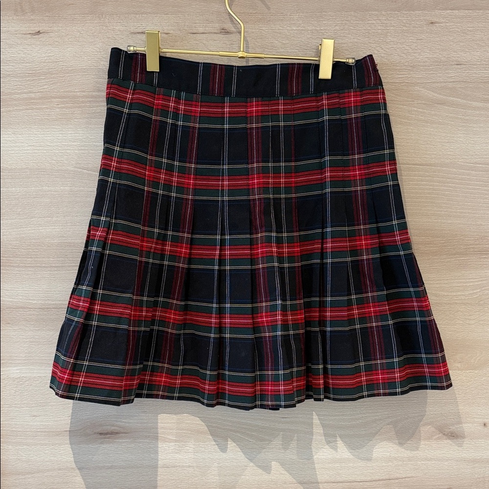 Plaid A-Line Skirt - Red and Black and green pleated teen size 16